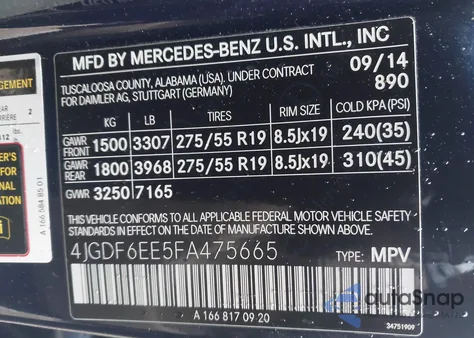2015 Mercedes-Benz Gl 450 4Matic z USA, uszkodzony, nr VIN 4JGDF6EE5FA475665